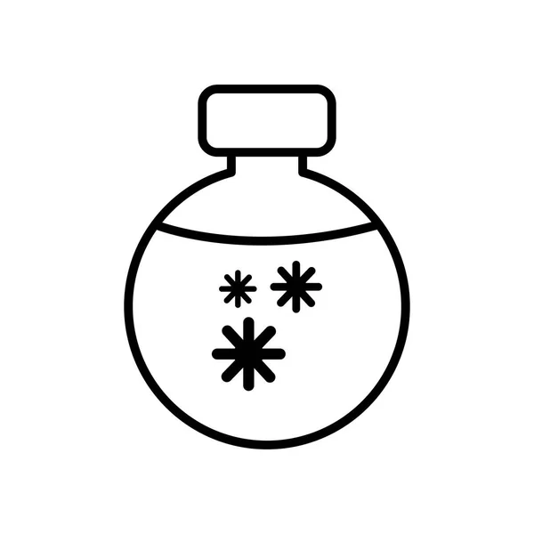 Chemische kolf met covid 19, lijnstijl — Stockvector