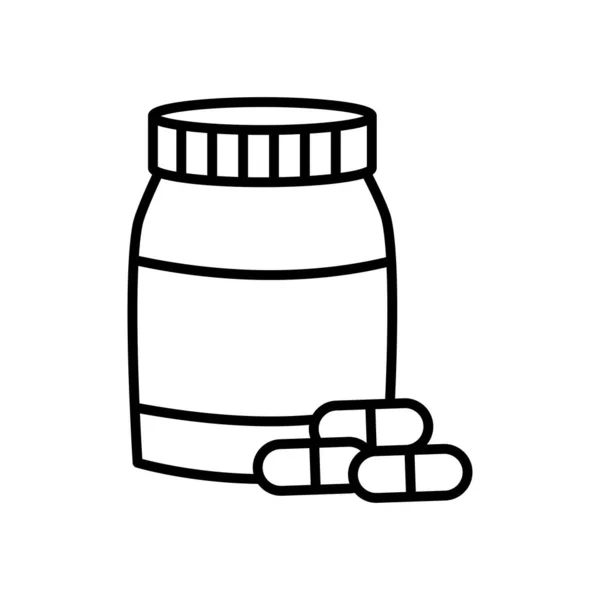 Pastillas medicinales icono de la botella, estilo de línea — Vector de stock