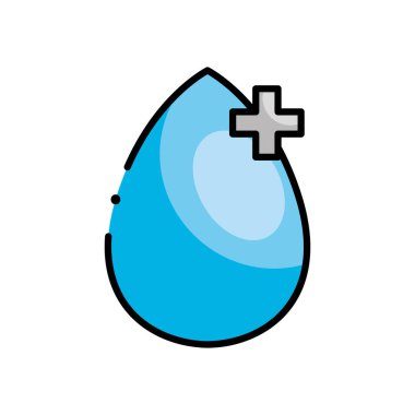 su damlası ve tıbbi haç simgesi, çizgi renk biçimi