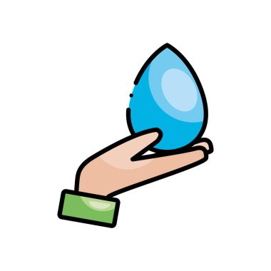 Bir su damlası simgesini tutan el, çizgi rengi