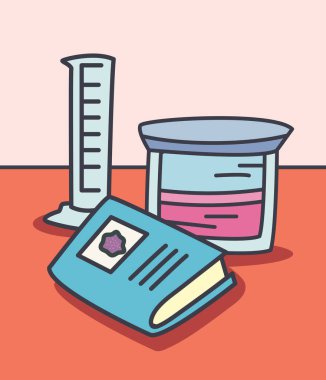 Kimya tüpü ve kitap vektörü tasarımı