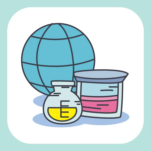 Химические колбы и глобальный векторный дизайн сферы — стоковый вектор