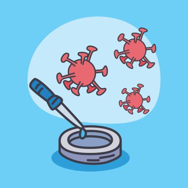 Covid 19 virüs damlatıcı ve plaka vektör tasarımı