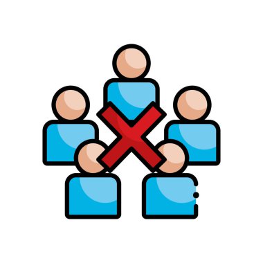 Yasaklanmış insanlar sembol, kalabalık ve haç simgesi, çizgi renk biçimi