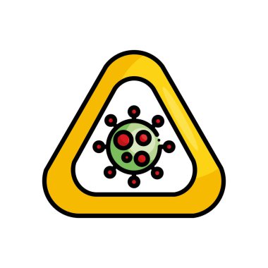 covid 19 virüs sembollü uyarı işareti, satır renk biçimi