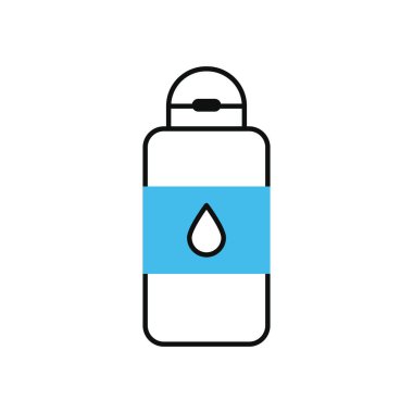 Tıbbi antibakteriyel şişe simgesi, yarı renk, yarı çizgi tarzı.