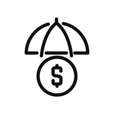 şemsiye ve para sembolü simgesi, satır biçimi