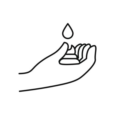 su damlası ve el simgesi, satır biçimi