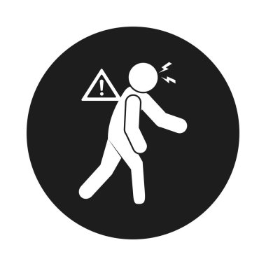 Covid 19 önleme kavramı, bitkin Pictogram Man simgesi, blok biçimi
