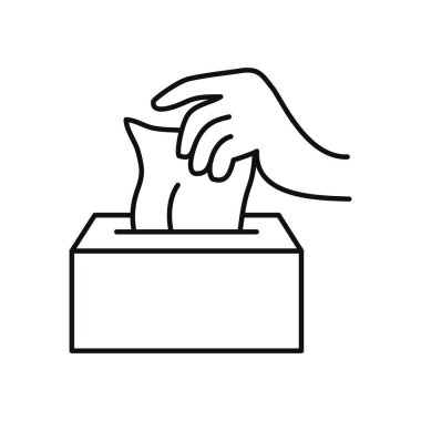 Peçete kutusu simgesi ile el, satır biçimi