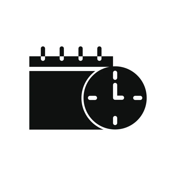 Calendar and clock icon, silhouette style — Stock Vector