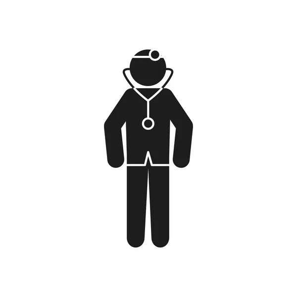 Coronavirus et concept de santé, pictogramme médecin homme avec stéthoscope, style silhouette — Image vectorielle