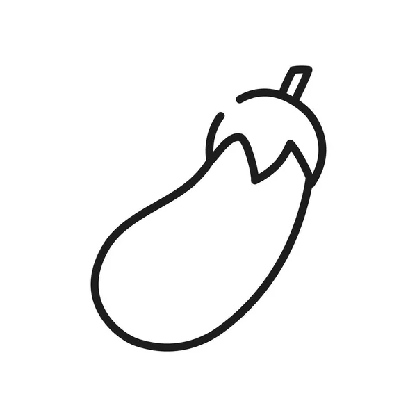Konsep buah-buahan dan sayuran, ikon terong, gaya baris - Stok Vektor