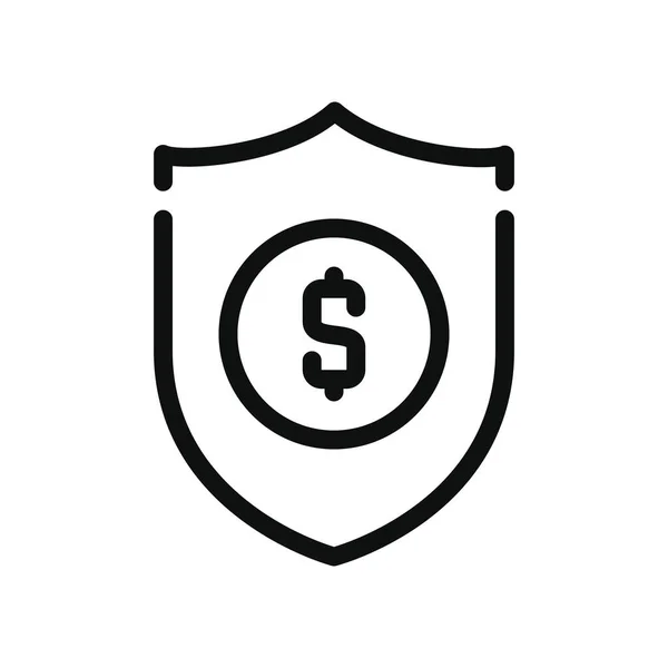 Escudo com símbolo de dinheiro, estilo de linha —  Vetores de Stock