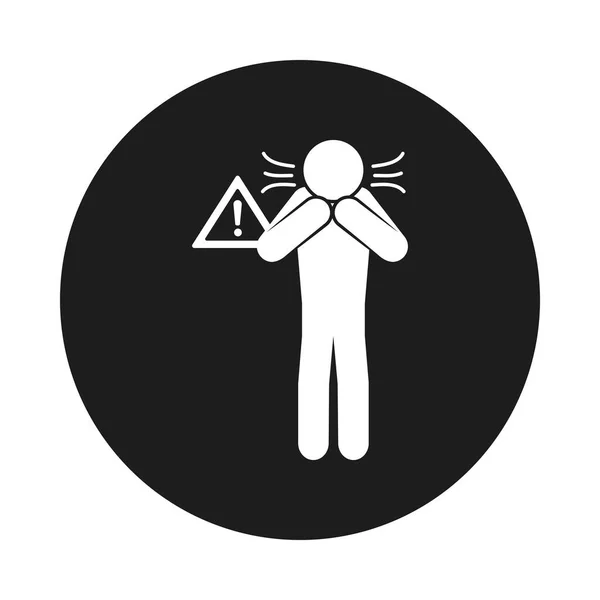 Coronavirus y concepto de salud, pictograma angustiado icono del hombre, estilo de bloque — Archivo Imágenes Vectoriales