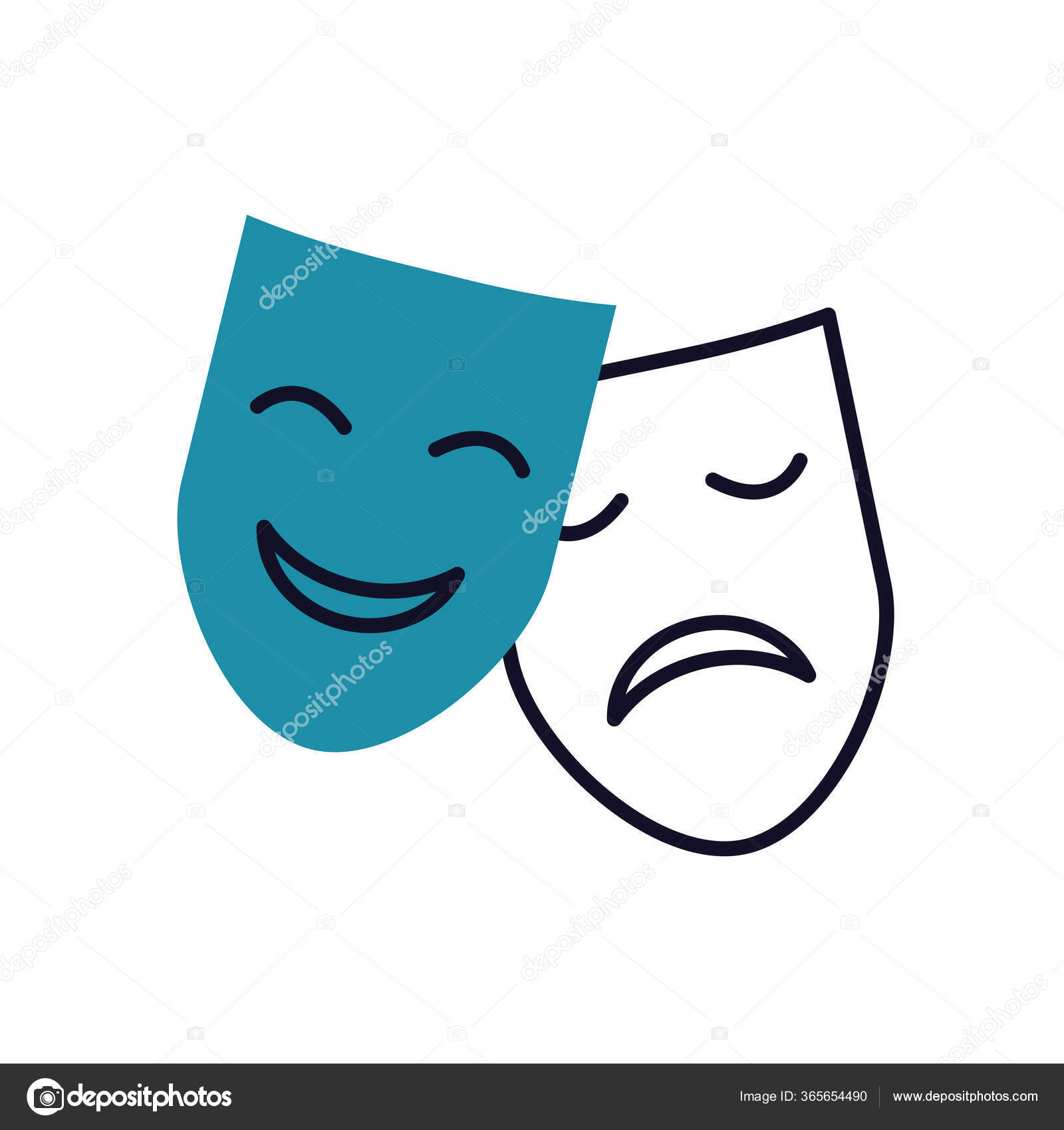 Mental Health Concept Comedy And Tragedy Mask Bipolar Disorder Symbol Half Line Half Color Style Vector Image By C Vec Stock Vector Stock