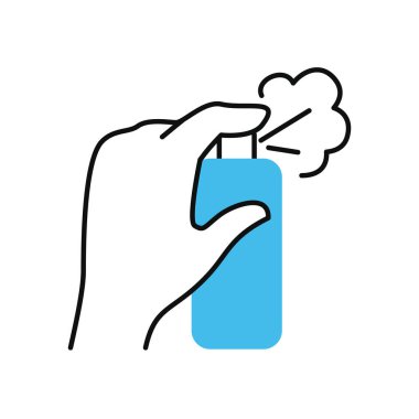 Sprey kutu kullanan eller, yarı renk, yarı çizgi tarzı.