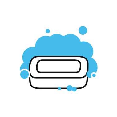 sabun ve köpük, yarı renk, yarı çizgi tarzı.