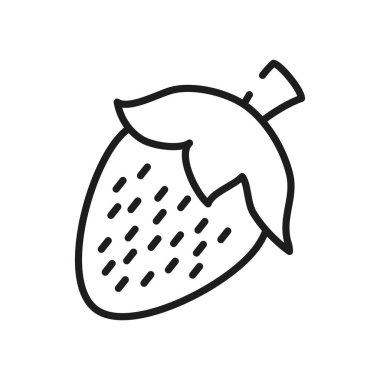 meyve ve sebze konsepti, çilek ikonu, çizgi tarzı