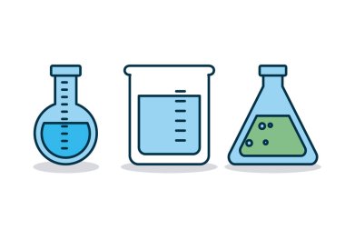 Kimyasal şişe şişeleri, renkli tasarım.