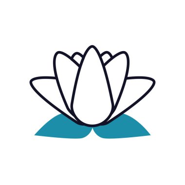 Akıl sağlığı konsepti, armoni nilüfer çiçeği ikonu, yarım çizgi yarı renk