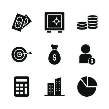 hedef, finans ve ekonomi simgesi seti, siluet biçimi