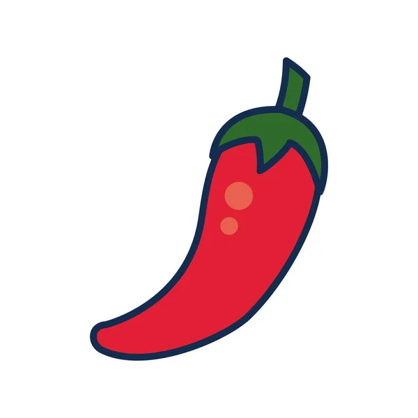 Concept de fruits et légumes, icône chili, style ligne et remplissage — Image vectorielle