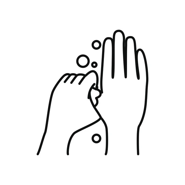 Hand washing gesture icon, line style — Stock Vector