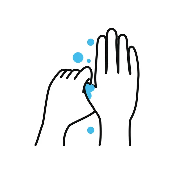 Handwäsche Geste Symbol, Halb Farbe Halb Linie Stil — Stockvektor
