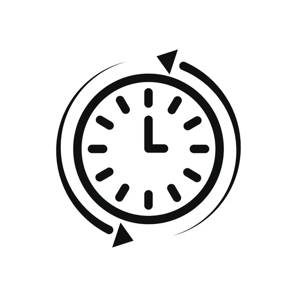 Reloj y las flechas de sincronización alrededor, estilo de línea — Vector de stock