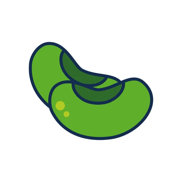 Concepto de frutas y verduras, icono de judías verdes, línea y estilo de relleno — Vector de stock