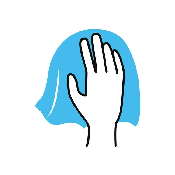 Hand med vävnad ikon, halv färg halv linje stil — Stock vektor