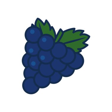 sebze ve meyve konsepti, üzüm ikonu, çizgi ve dolgu stili