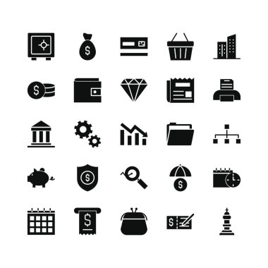 datafon, finans ve ekonomi simgesi seti, siluet biçimi