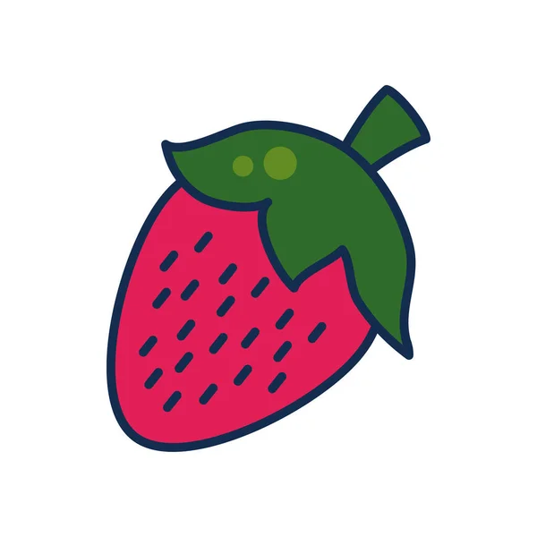 Concepto de frutas y verduras, icono de fresa, línea y estilo de relleno — Vector de stock