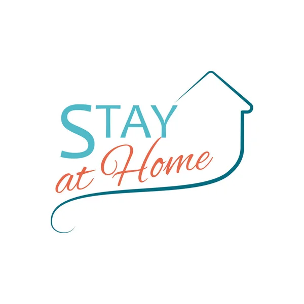 Stay home concept, typographie lettrée avec forme de maison — Image vectorielle