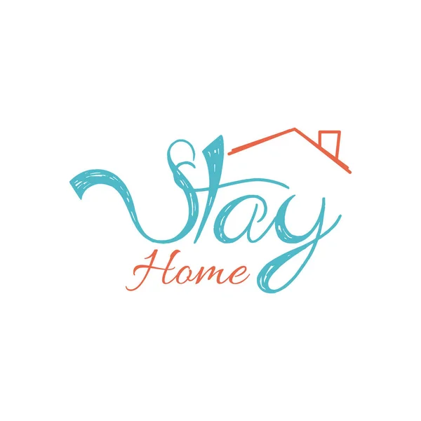 Stay home concept, typographie lettrée, design coloré lettre à main — Image vectorielle