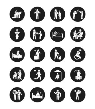 pictogram doktorlar ve koronavirüs ve sağlık ikonu seti, siluet tarzı