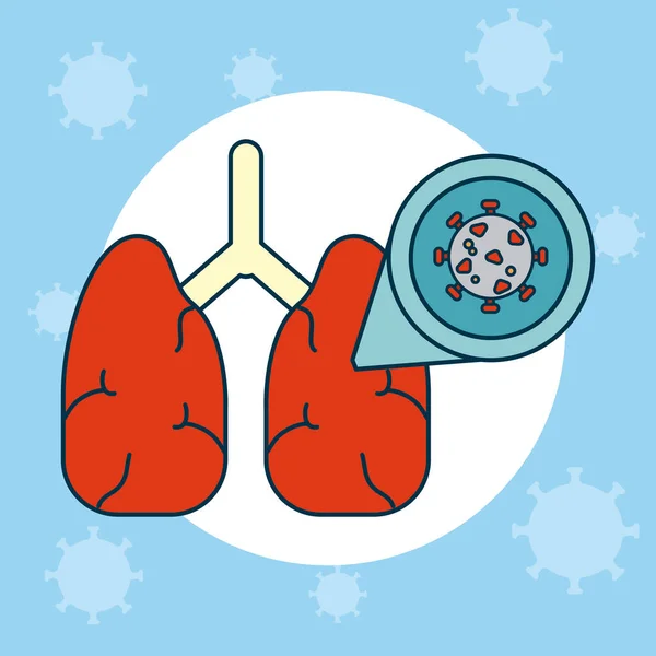 Pulmones enfermos con virus covid 19, diseño colorido — Archivo Imágenes Vectoriales