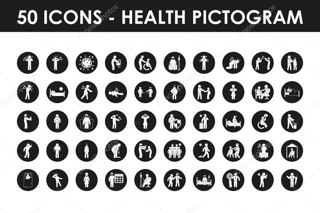 health and Covid 19 preventions icon set, block style