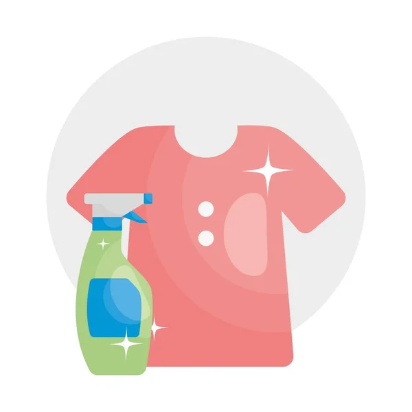 Chemise propre et icône de bouteille de pulvérisation, design coloré — Image vectorielle