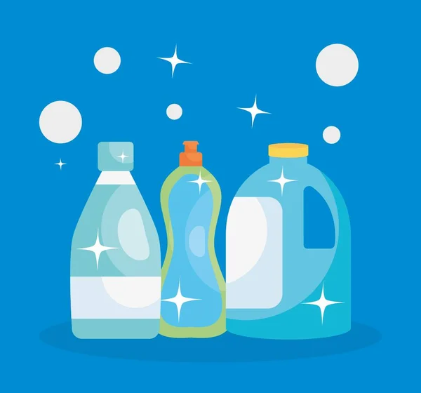 Cleaning products bottles icon, colorful design — Stock Vector