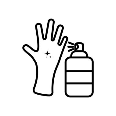 Temiz el ve antibakteriyel sprey kutusu simgesi, çizgi rengi