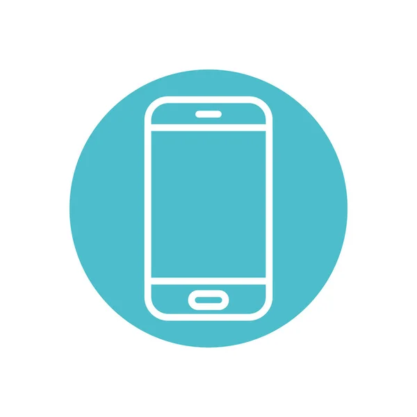 Ícone do smartphone, estilo de linha de bloco — Vetor de Stock