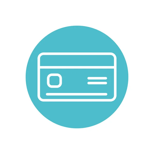 Icône de carte de crédit, style de ligne de bloc — Image vectorielle