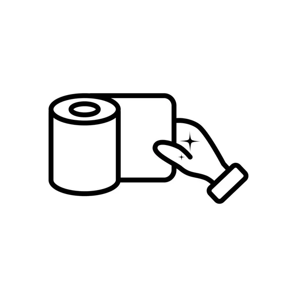 Hand and toilet paper icon, line style — Stock Vector