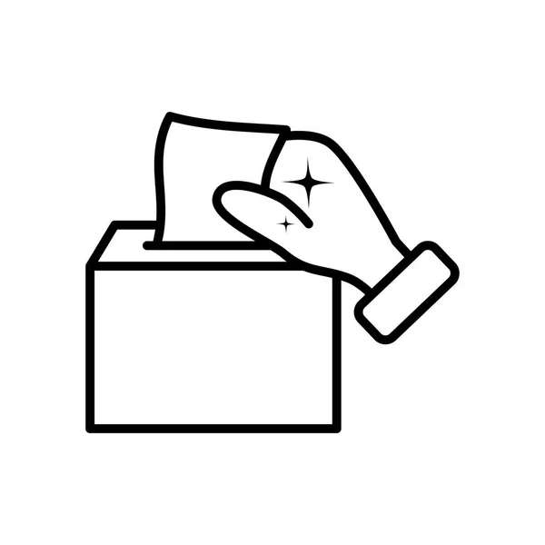 Main avec icône de boîte de tissus, style ligne — Image vectorielle