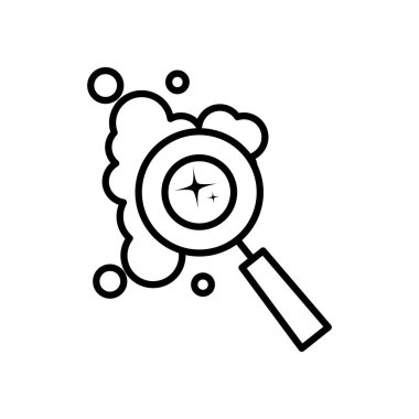 Büyüteç ve sabunlu su ikonu, çizgi tarzı.