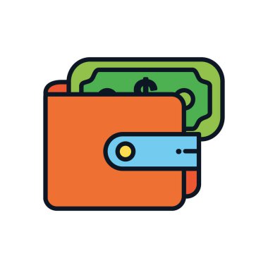 Para fatura simgesi içeren cüzdan, renk çizgisi biçimi