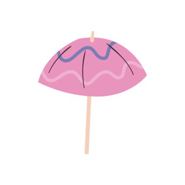 İzole edilmiş çizgili şemsiye düz biçim ikon vektör tasarımı